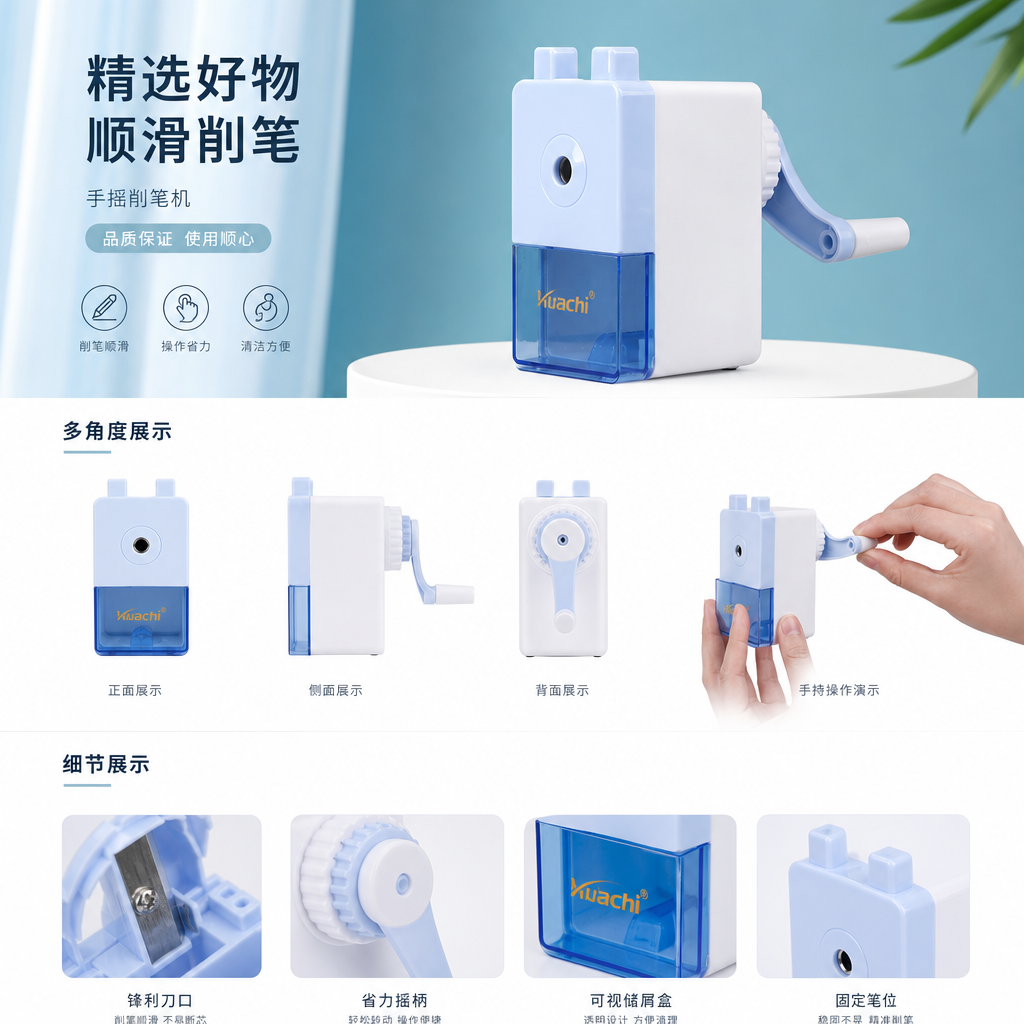 双头削笔刀 学生专用安全削铅笔刀 便携式卷笔刀详情1