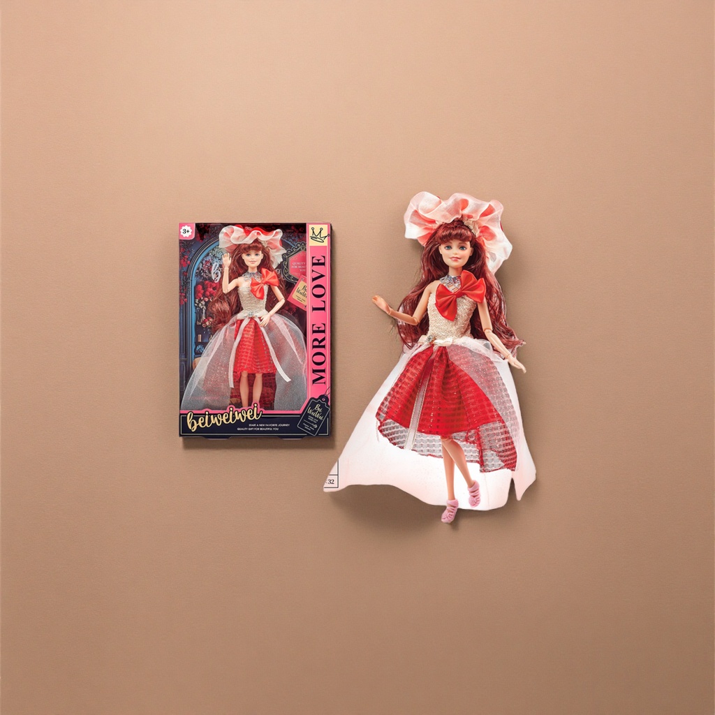 Beiweiwei hermoso nuevo 11 pulgadas vestido conjunto muñeca vestido rojo rosa arco largo cabello rizado delicado maquillaje Application Scenario
