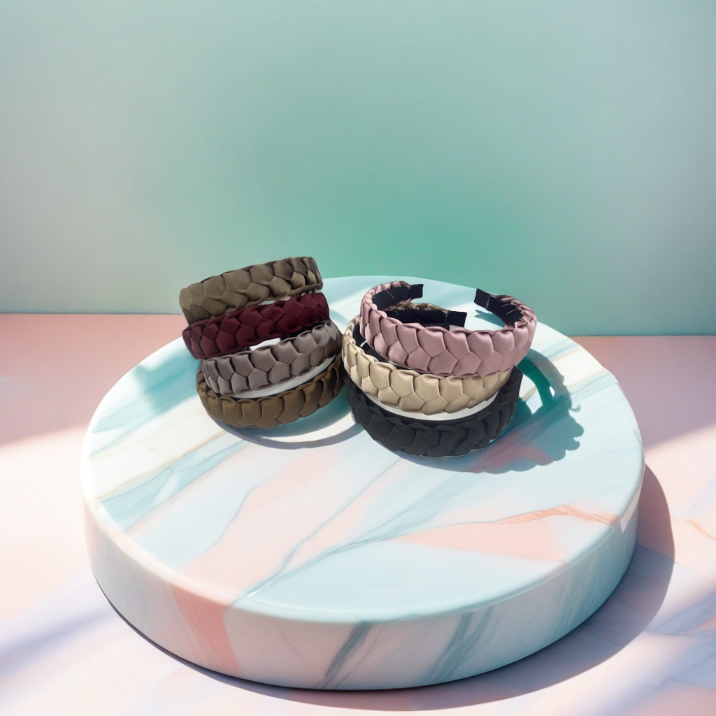 The woven texture hair band is a fashionable and simple hair accessory for women. It is elastic and comfortable details Picture
