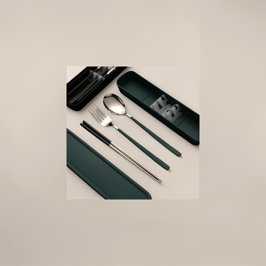 Three-piece tableware set: spoons, forks, chopsticks, simple home stainless steel set Application Scenario