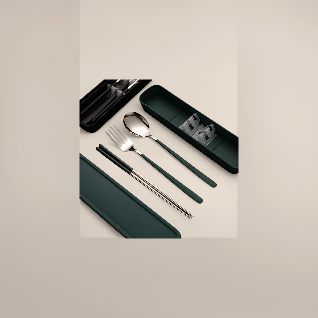 Three-piece tableware set: spoons, forks, chopsticks, simple home stainless steel set Specification image