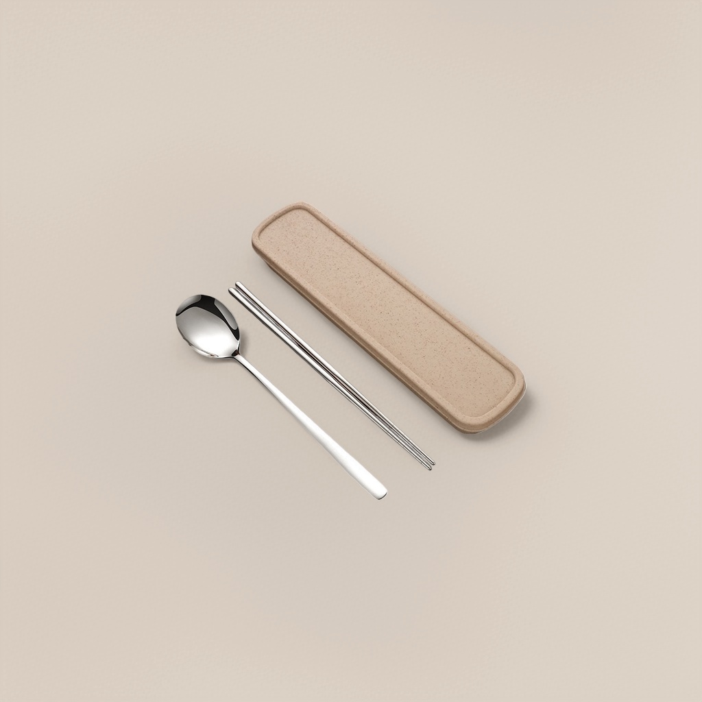 مجموعة من أدوات المائدة المنزلقة المحمولة بالعيدان والملعقة من الفولاذ الذي لا يصدأ Specification image
