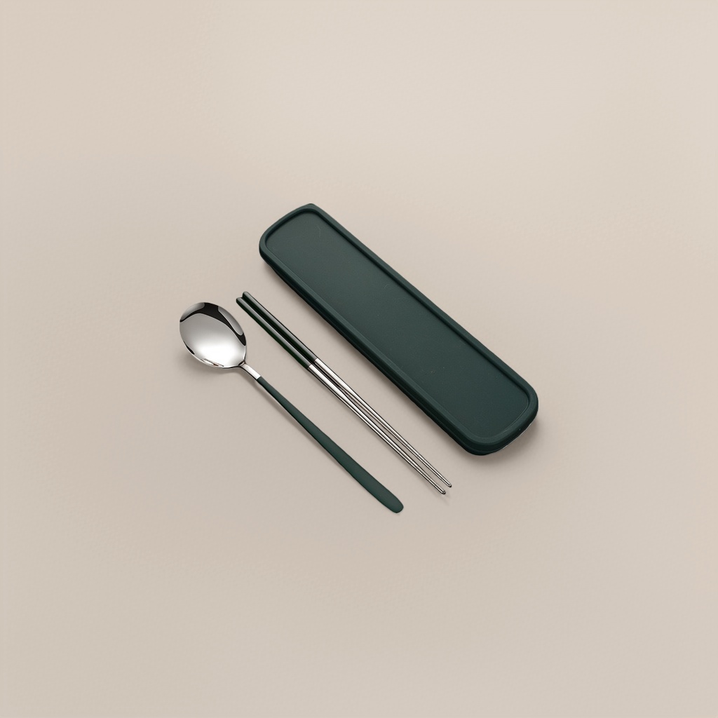 A set of stainless steel chopsticks and spoons, a two-piece portable anti-slip tableware for home use Application Scenario
