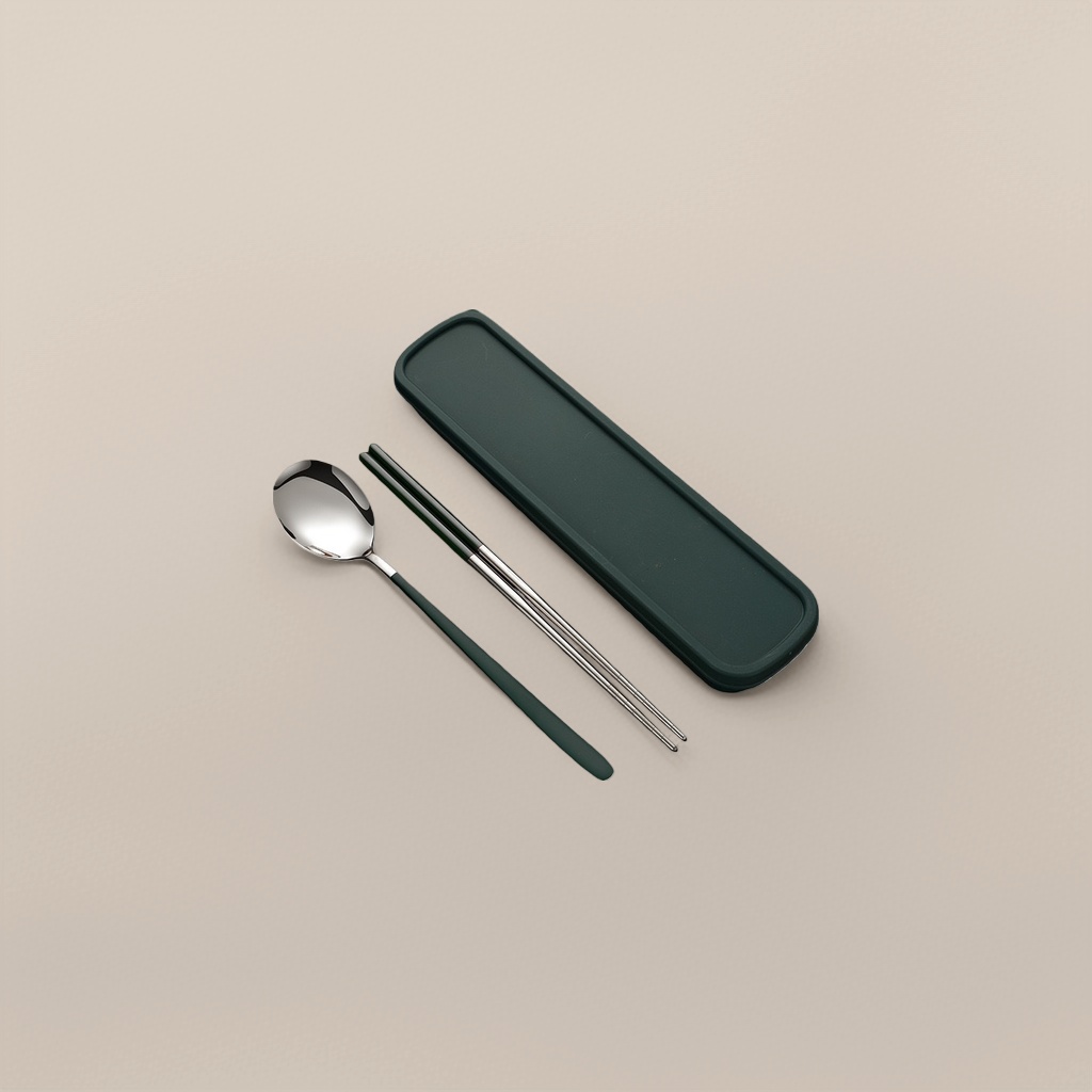 A set of stainless steel chopsticks and spoons, a two-piece portable anti-slip tableware for home use Specification image