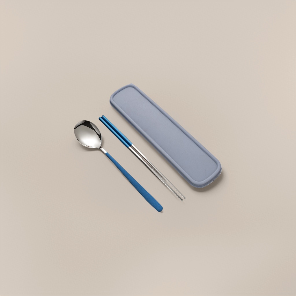 A set of eco-friendly household tableware with two-color chopsticks and spoons Application Scenario