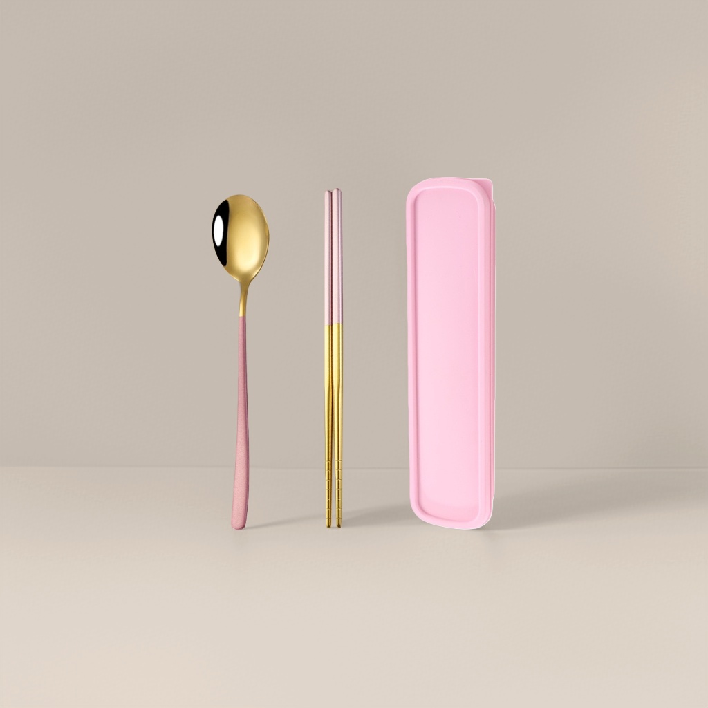 Portable tableware set, spoon and chopsticks storage box, essential for travel and outdoor dining Specification image