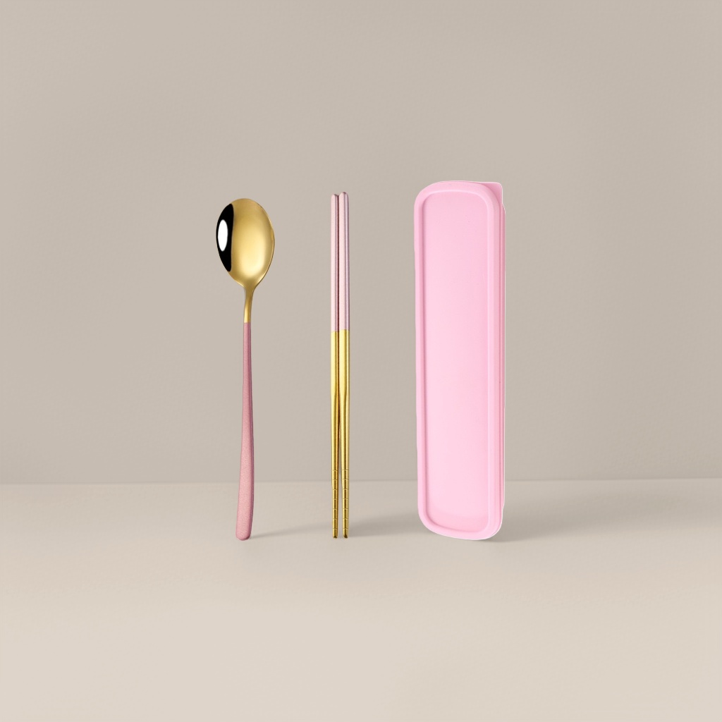 Portable tableware set, spoon and chopsticks storage box, essential for travel and outdoor dining Application Scenario