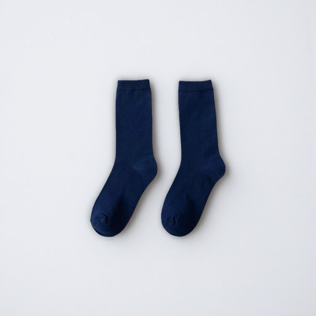 Dark blue pure cotton mid-calf socks for both men and women, 180g pairs Application Scenario
