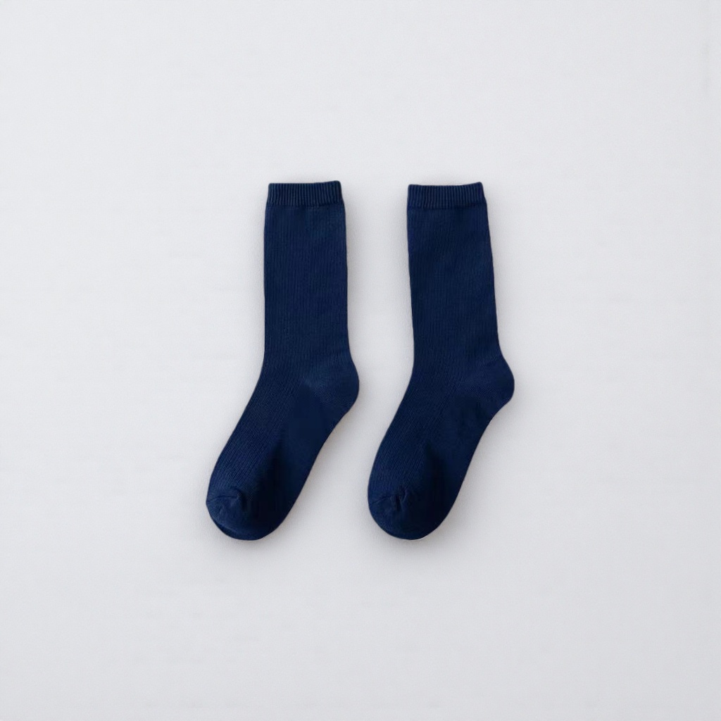 Dark blue pure cotton mid-calf socks for both men and women, 180g pairs Specification image