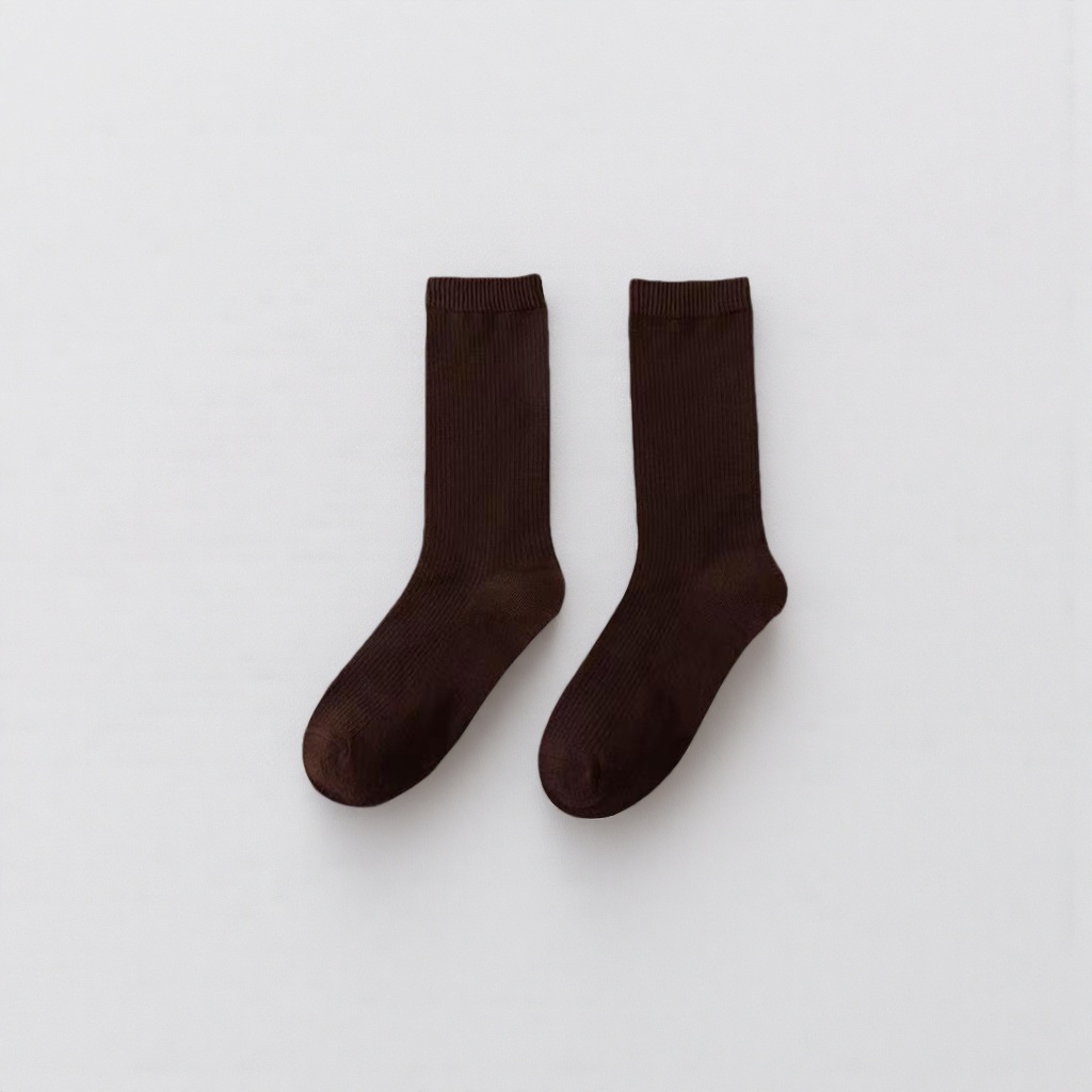 Calcetines medianos de algodón marrón oscuro para hombre transpirable y transpirable cómodo y duradero Specification image