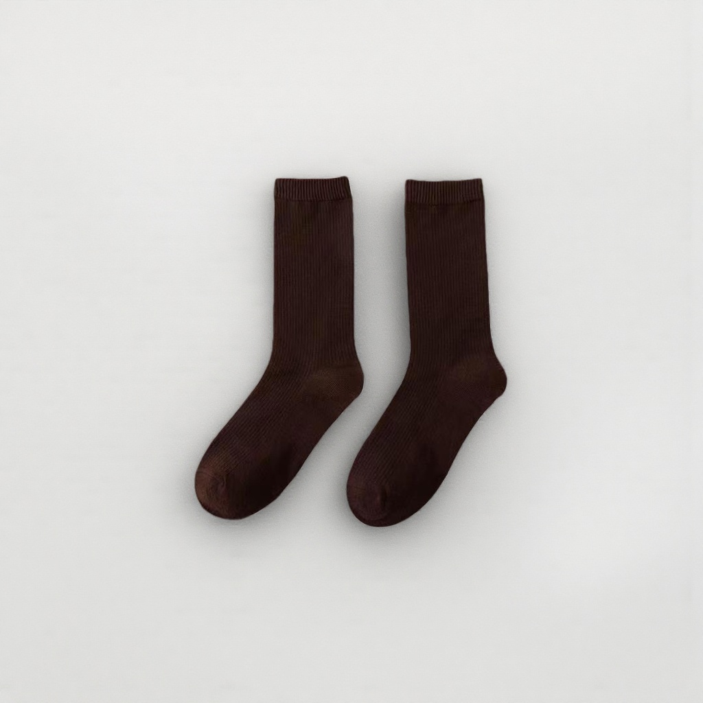Calcetines medianos de algodón marrón oscuro para hombre transpirable y transpirable cómodo y duradero details Picture