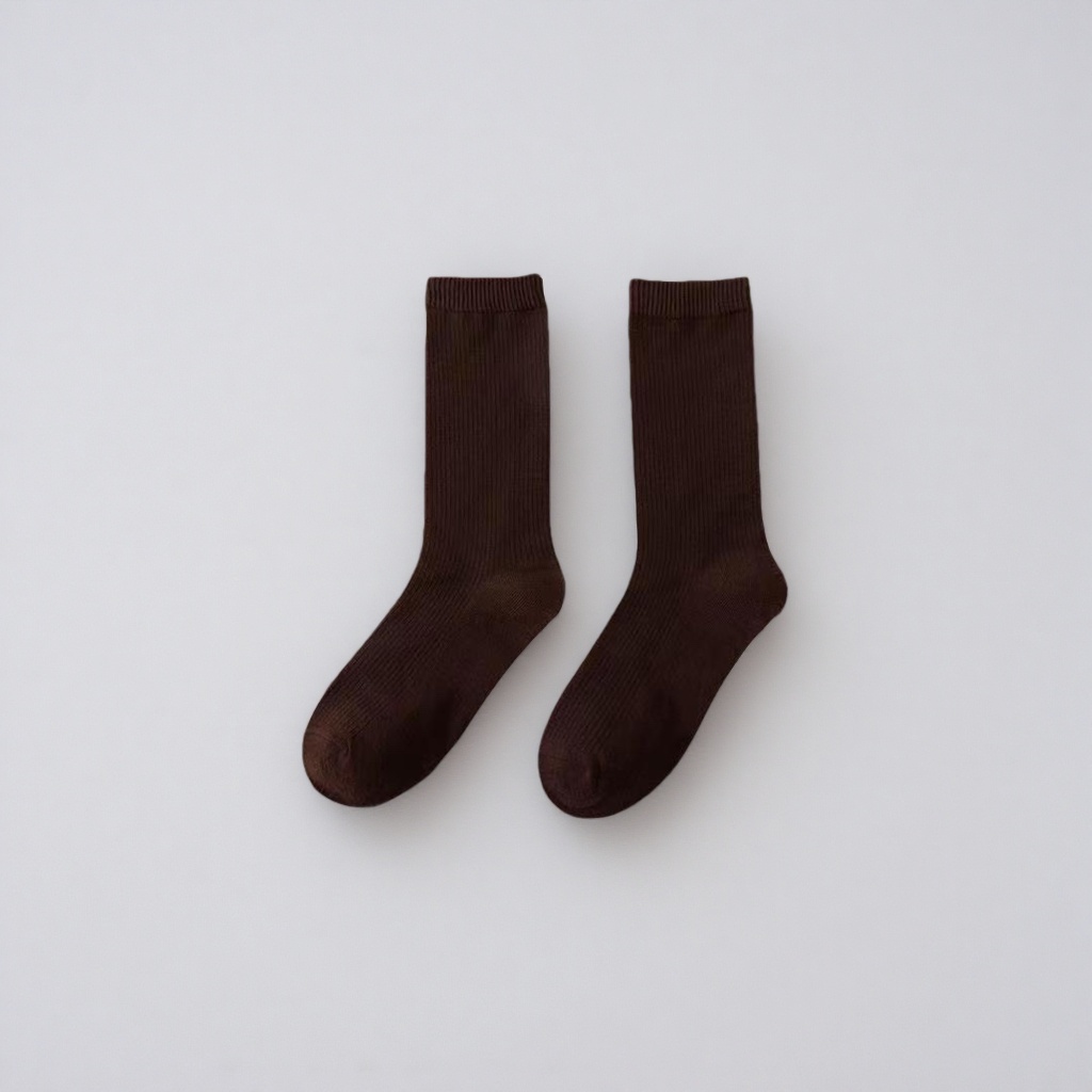 Medias de algodón marrón oscuro transpirable y absorbente cómodo y versátil Specification image
