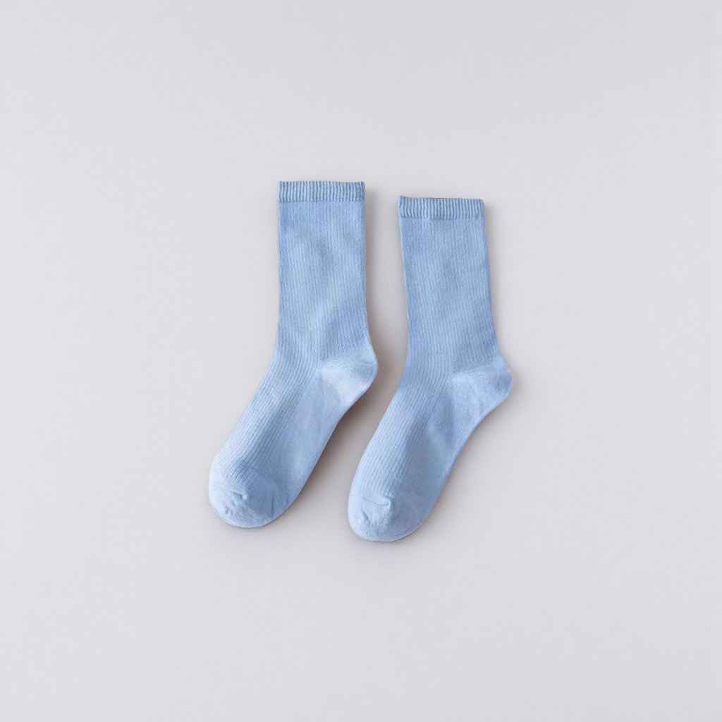 Light blue modal cotton blend socks are skin-friendly, soft and boneless stitched midpiece details Picture