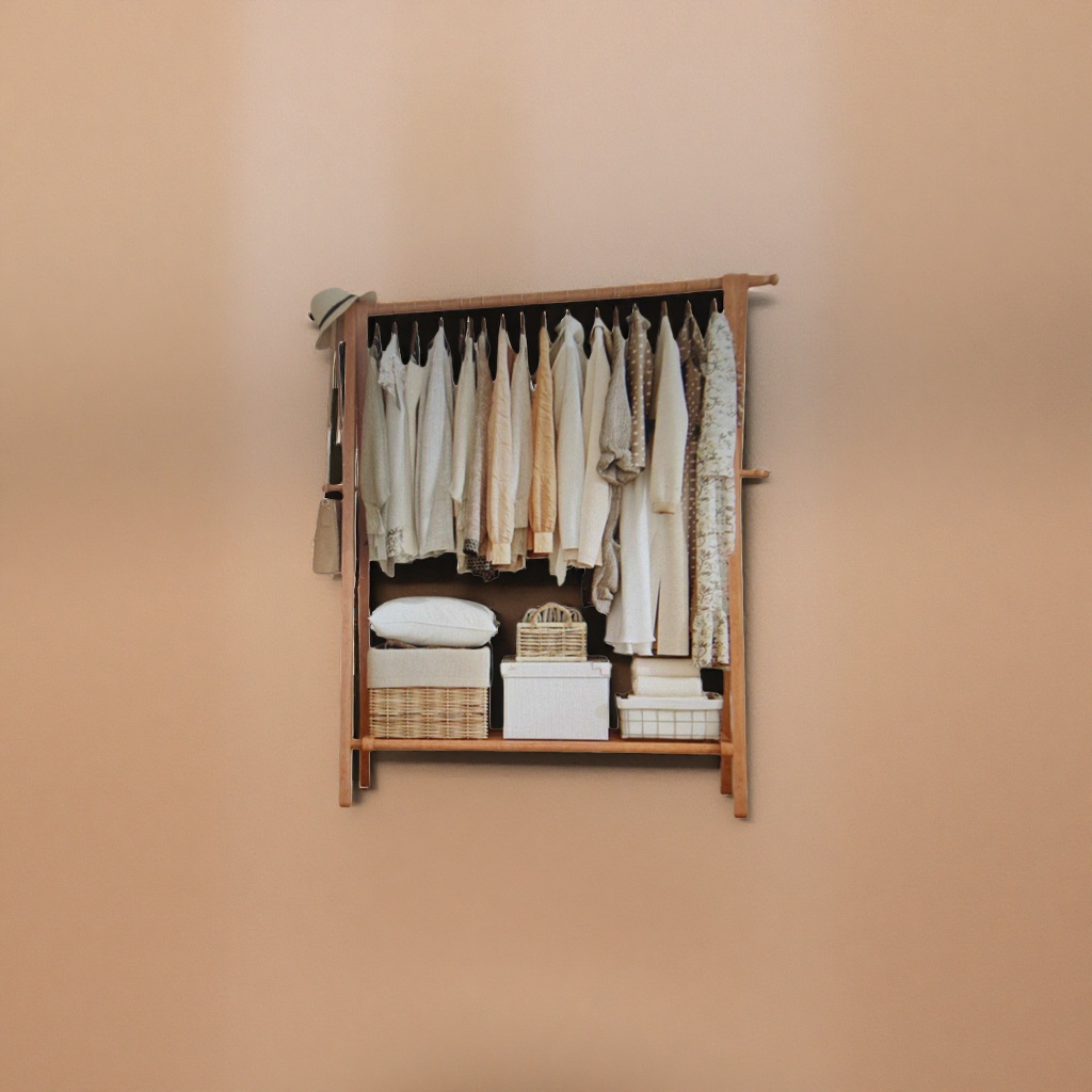 Wooden clothing storage rack, multi-functional anti-slip thickened load-bearing hanger Application Scenario