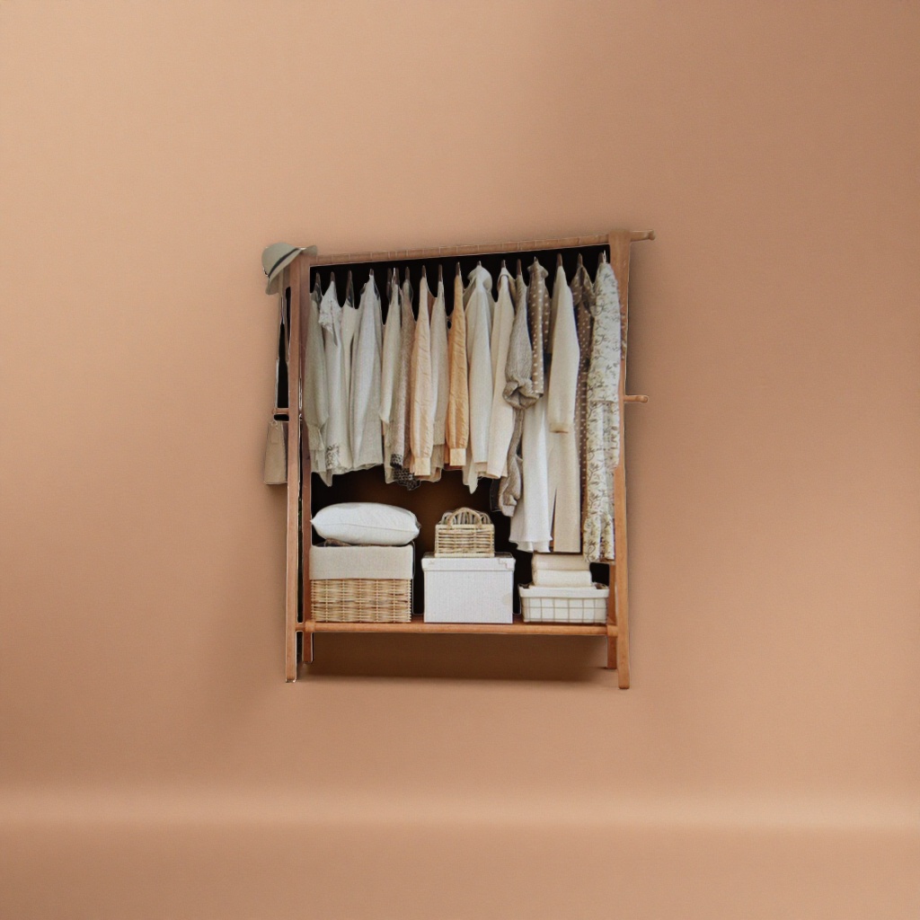 Wooden clothing storage rack, multi-functional anti-slip thickened load-bearing hanger