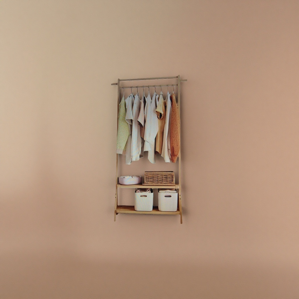 Natural beech wood clothes hanger, household clothing storage rack, thickened anti-slip and load-bearing hanging rack details Picture