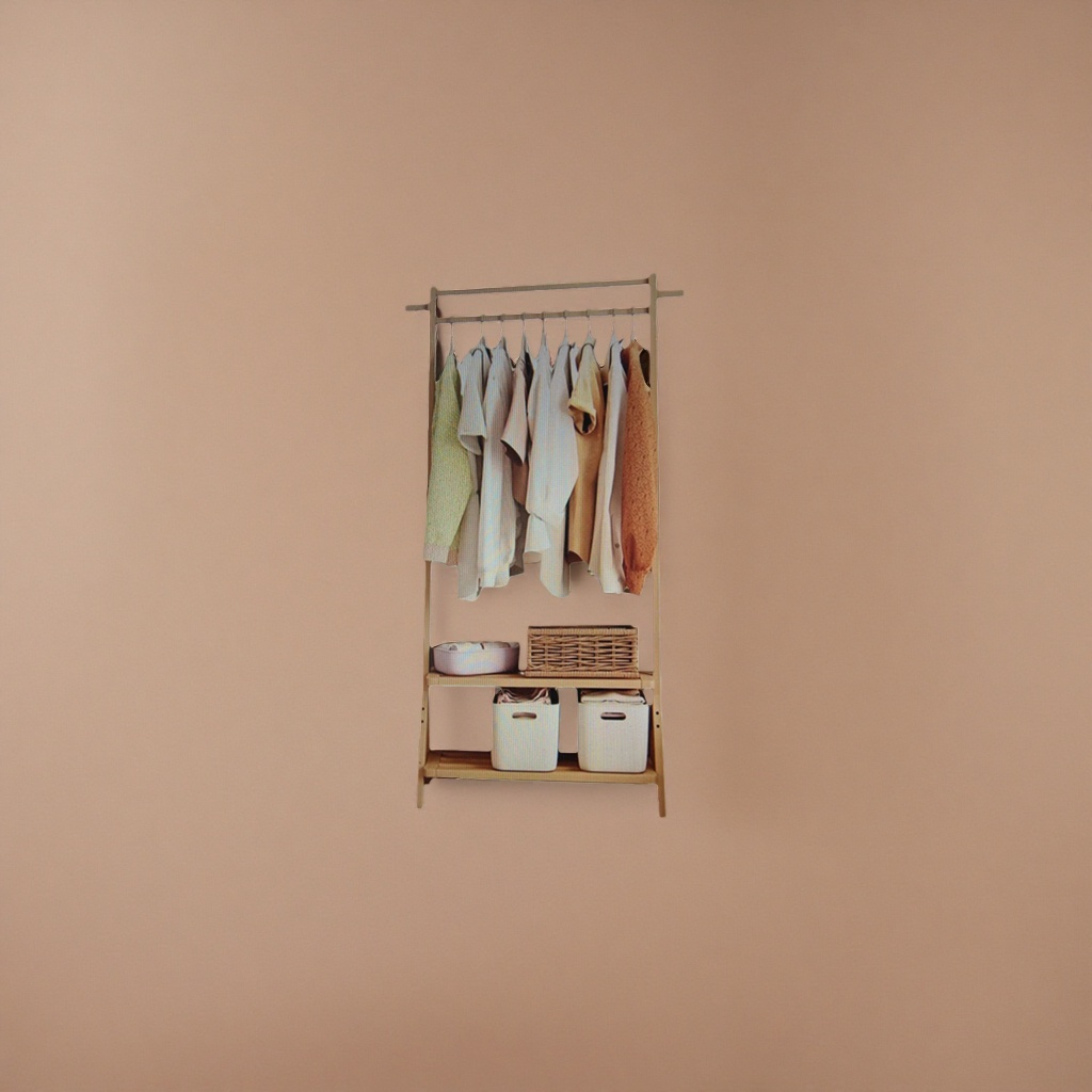 Natural beech wood clothes hanger, household clothing storage rack, thickened anti-slip and load-bearing hanging rack Specification image
