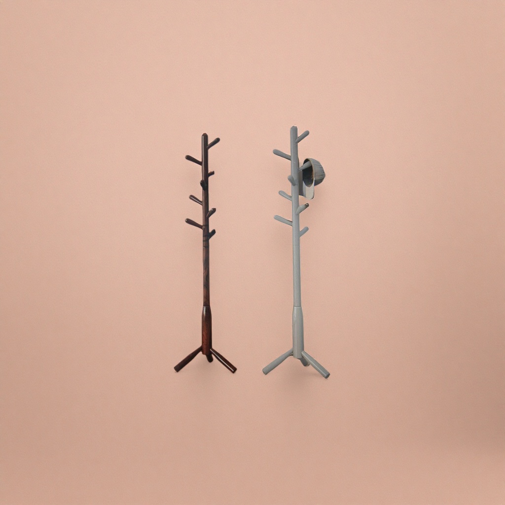 Solid wood coat rack, modern and simple floor-standing clothes hanger for the entrance hall, multi-functional household, standing coat rack behind the door Application Scenario