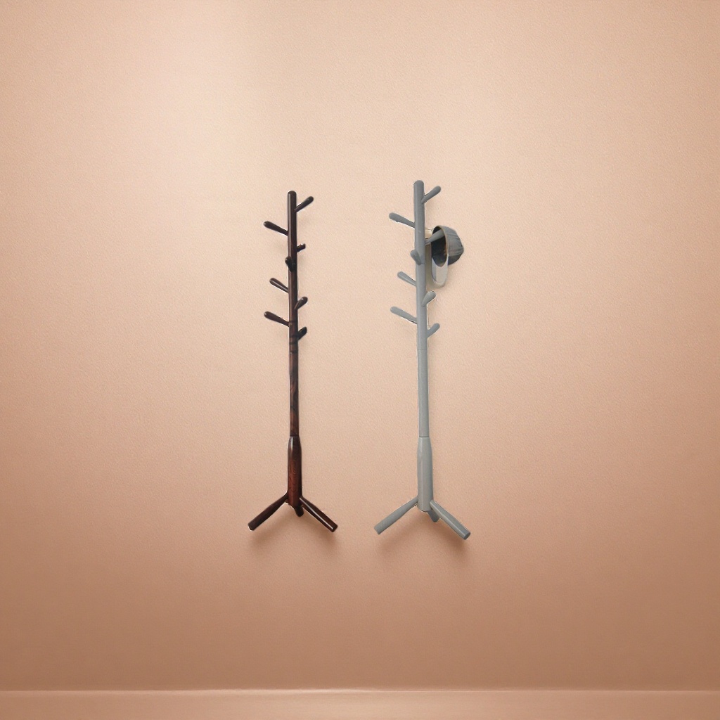 Solid wood coat rack, modern and simple floor-standing clothes hanger for the entrance hall, multi-functional household, standing coat rack behind the door details Picture