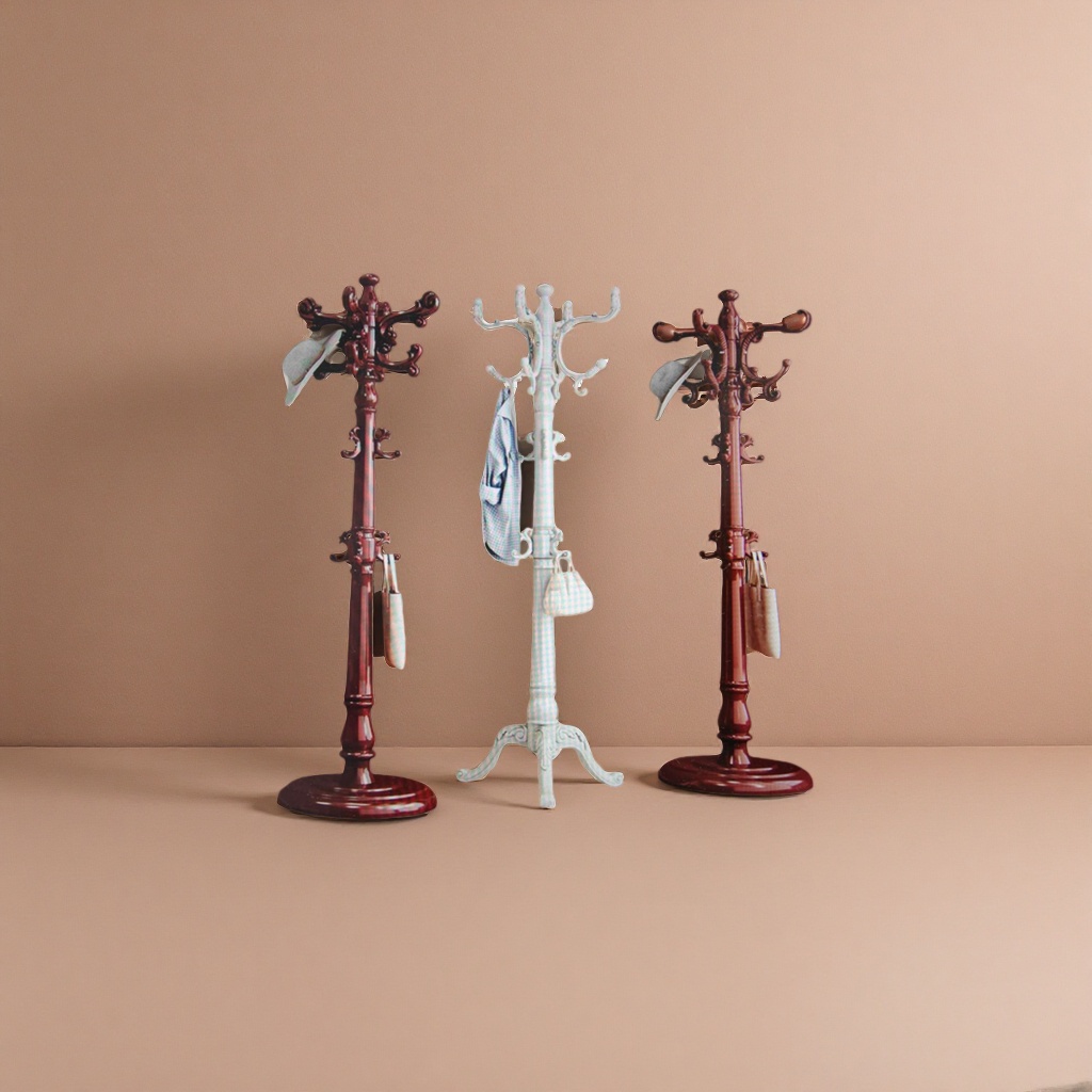 Solid wood coat and hat rack, standing household entrance clothes hanger, multi-functional storage rack Application Scenario