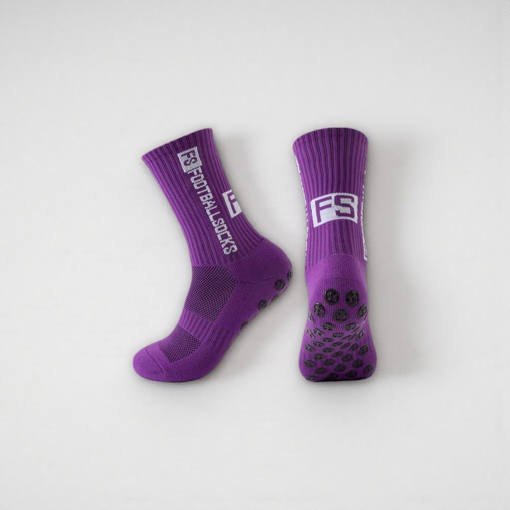 Calcetines de fútbol púrpura speed dry transpirable engrosamiento resistente al desgaste calcetines deportivos details Picture