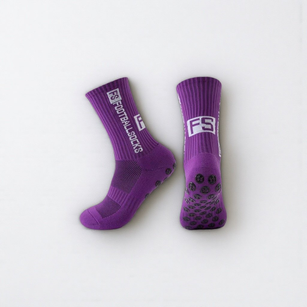 Calcetines de fútbol púrpura speed dry transpirable engrosamiento resistente al desgaste calcetines deportivos