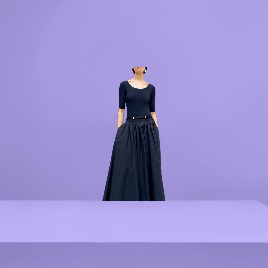 Dark blue slimming and form-fitting dress, the same as the new summer model for women details Picture