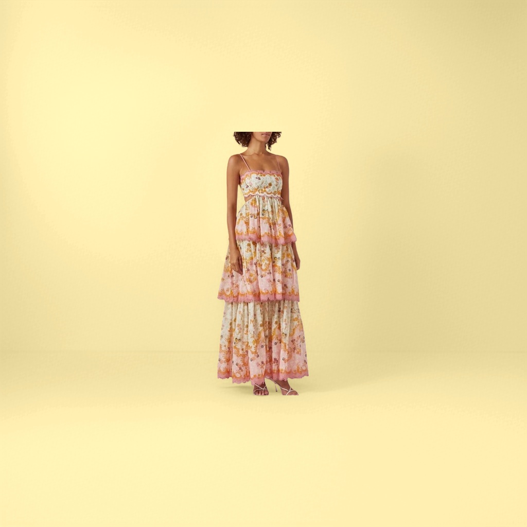 The pink floral pattern women's dress is elegant, form-fitting and slimming, a new summer style