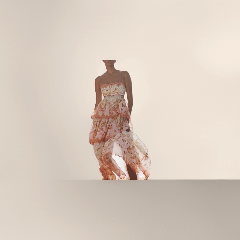 The pink floral pattern women's dress is elegant, form-fitting and slimming, a new summer style Application Scenario