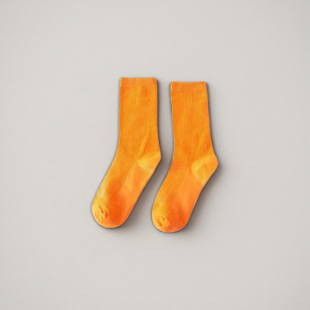 Calcetines naranja mezcla de algodón y amoniaco de tubo medio para el viaje diario versátil y cómodo Specification image