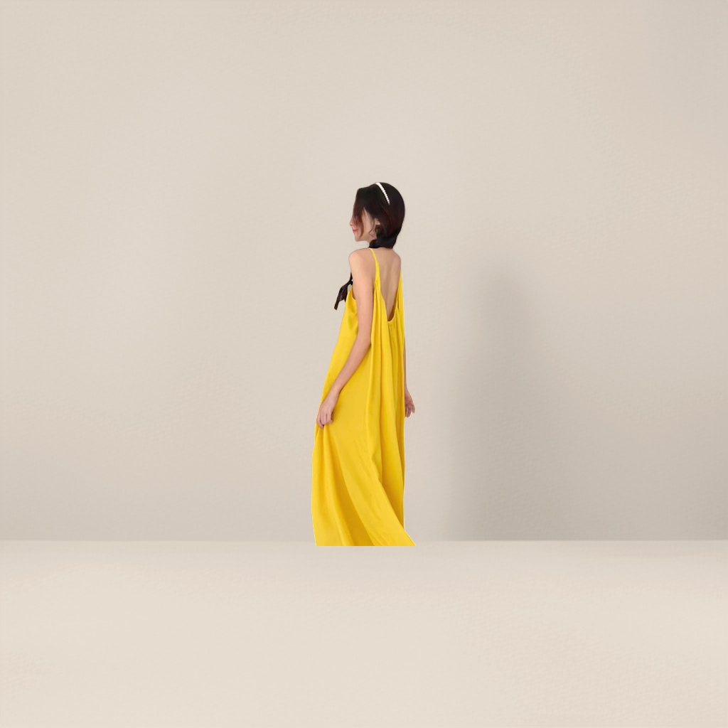 A new yellow dress for women in summer, a slimming mid-length dress with an elegant and refined style Specification image
