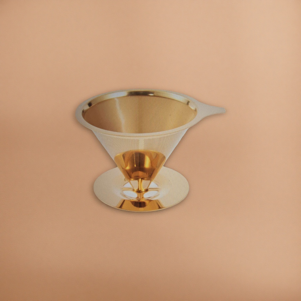 Golden coffee filter cup, hand-brewed drip filter paper adapter, stainless steel filter screen, hanging ear coffee utensils details Picture