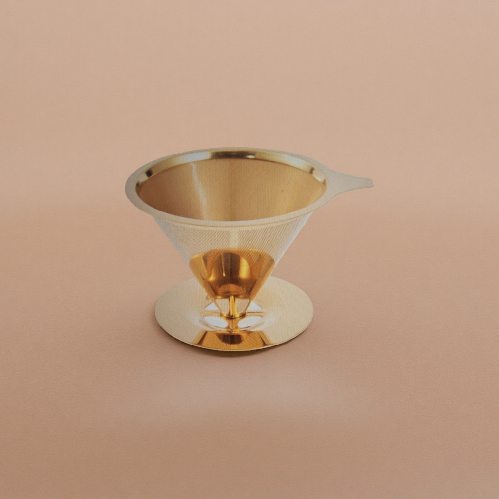 Golden coffee filter cup, hand-brewed drip filter paper adapter, stainless steel filter screen, hanging ear coffee utensils Application Scenario