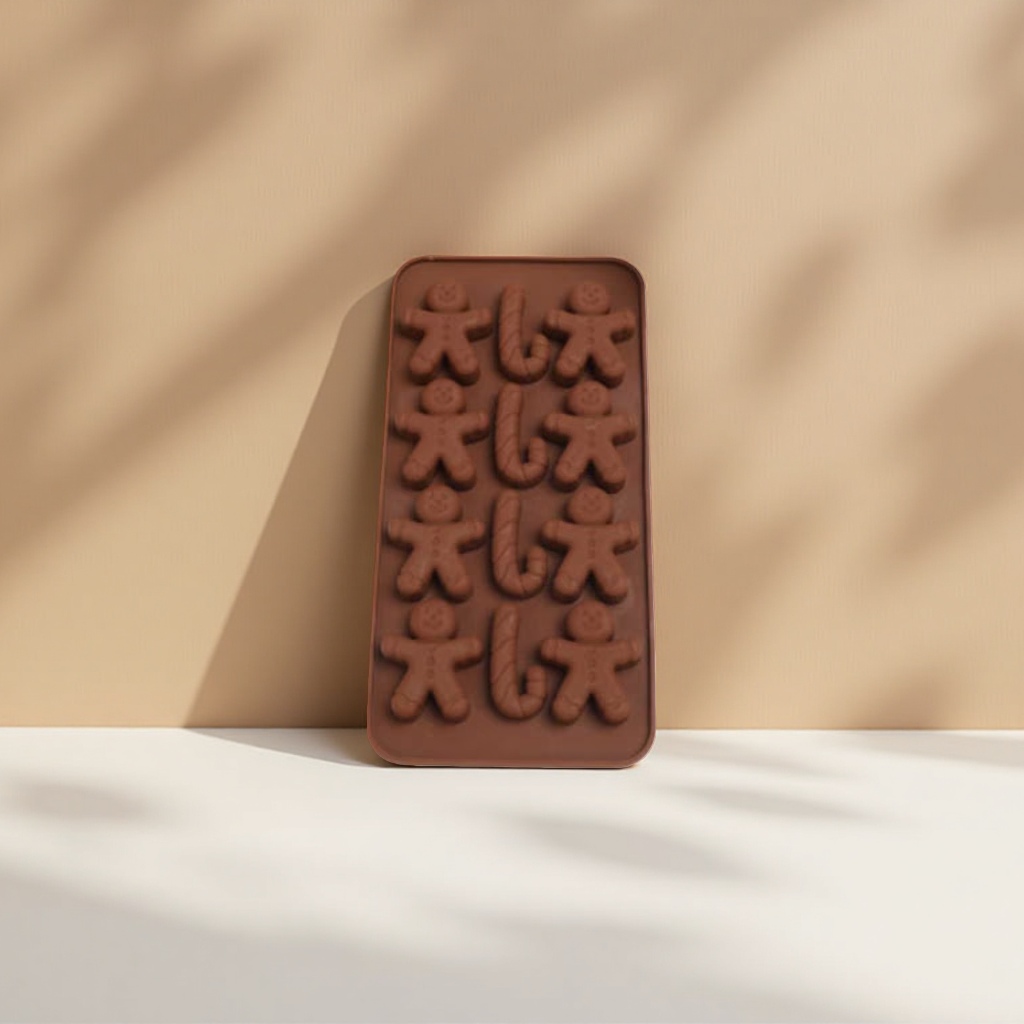 Gingerbread man shaped silicone chocolate mold, food-grade, high-temperature resistant and demold details Picture