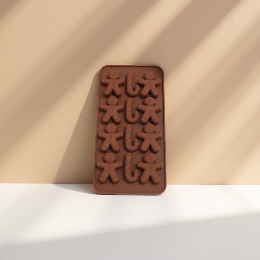 Gingerbread man shaped silicone chocolate mold, food-grade, high-temperature resistant and demold Specification image