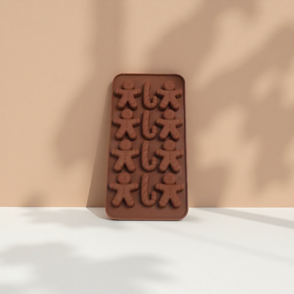 Gingerbread man shaped silicone chocolate mold, food-grade, high-temperature resistant and demold