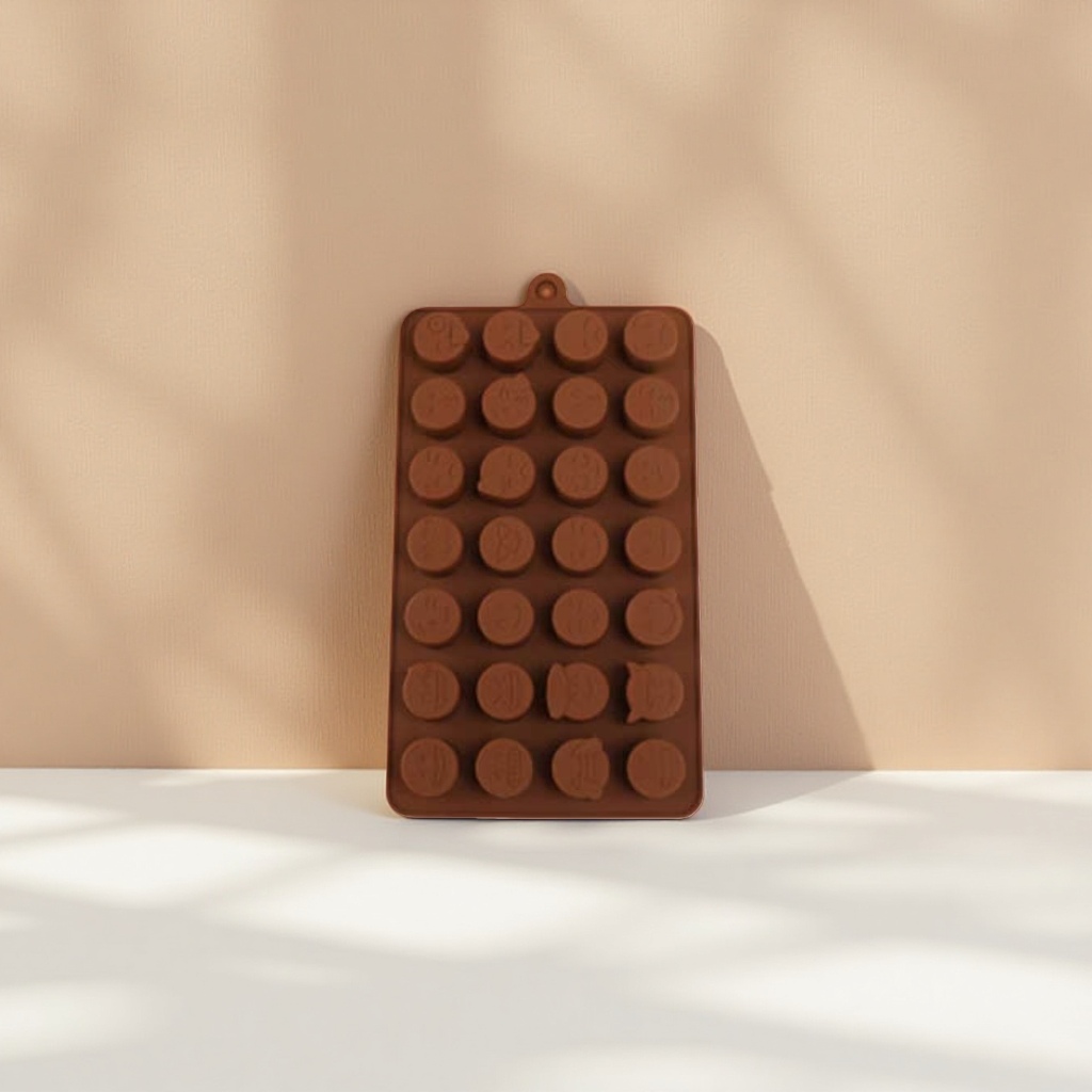 Food-grade silicone chocolate mold with 6 compartments, round, for home baking DIY, high-temperature resistant and easy to demold