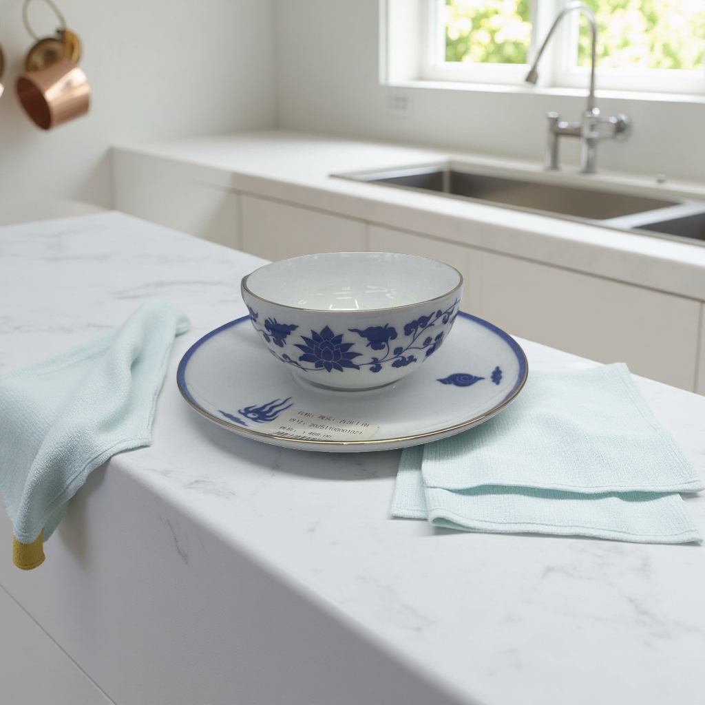 Blue and white porcelain tea cup set with tea saucer, ceramic Gongfu tea set, simple Chinese tea set Specification image