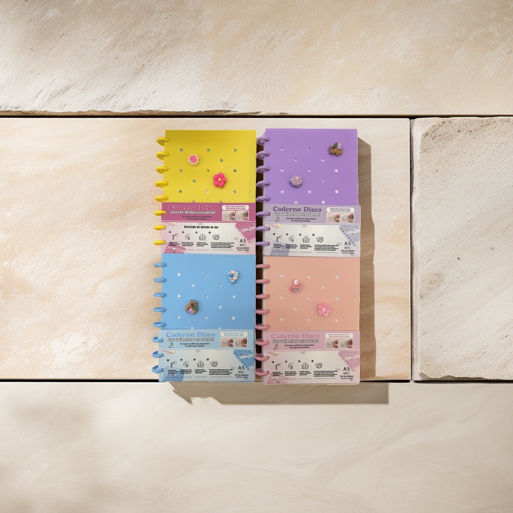 Caderno Disco彩色螺旋装订笔记本四色套装