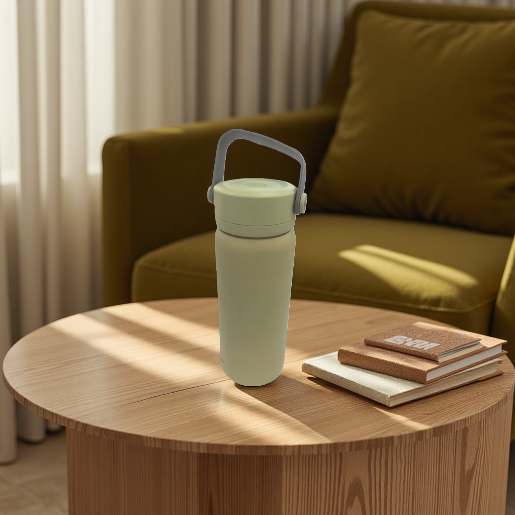 Light yellow portable sports water bottle, 500ml, food-grade PP material