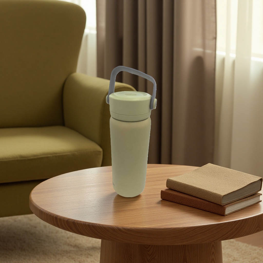 Light yellow portable sports water bottle, 500ml, food-grade PP material Specification image