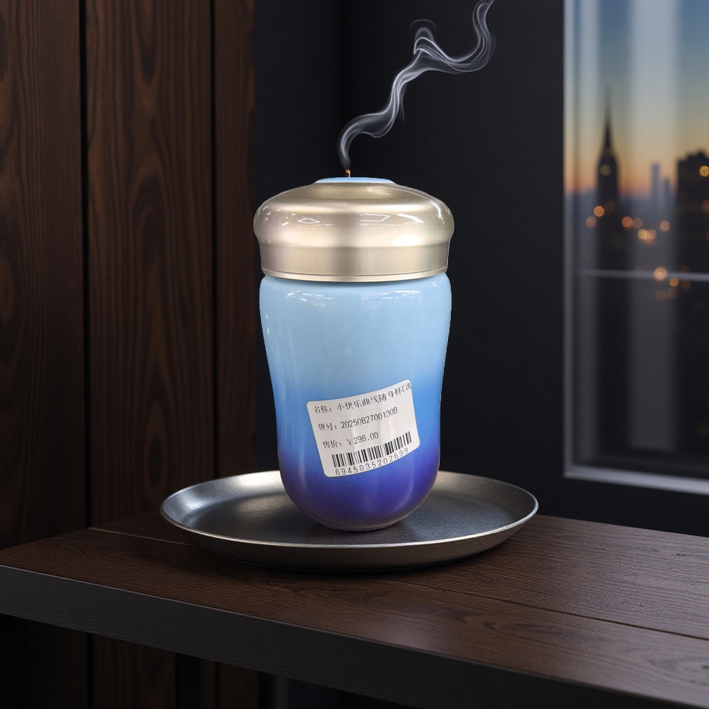 The main body of the blue gradient water cup is fashionable and simple, with a large capacity and portable insulated cup accessory Specification image