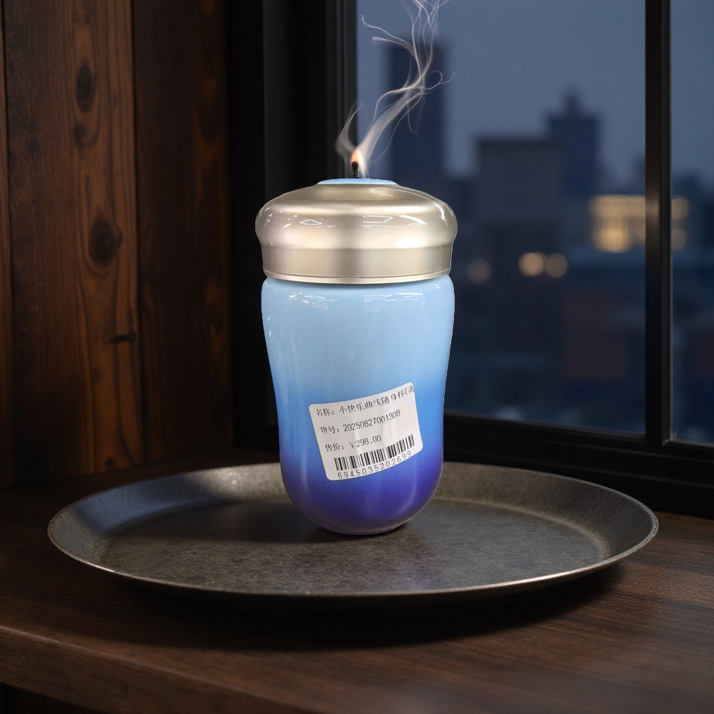 The main body of the blue gradient water cup is fashionable and simple, with a large capacity and portable insulated cup accessory details Picture