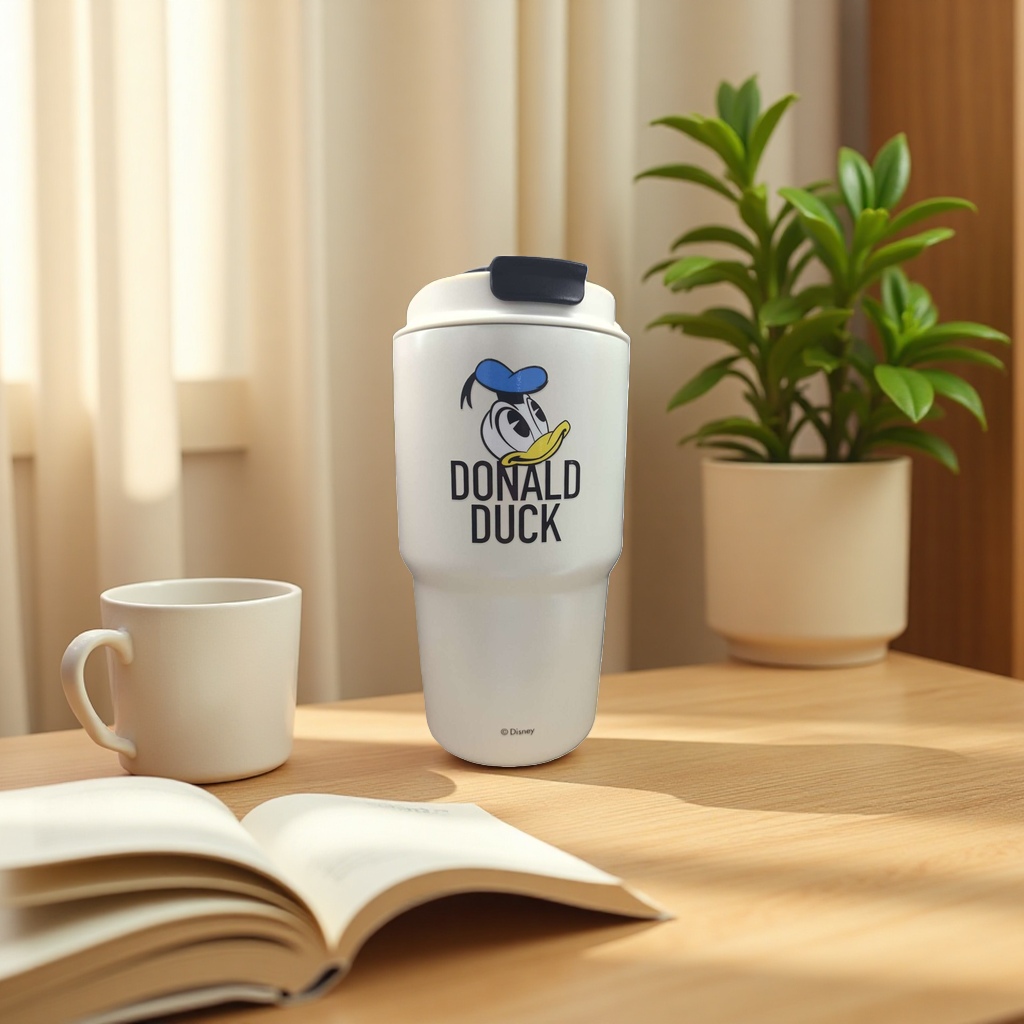 White insulated cup with Donald Duck pattern, 304 stainless steel vacuum insulated portable water cup Application Scenario