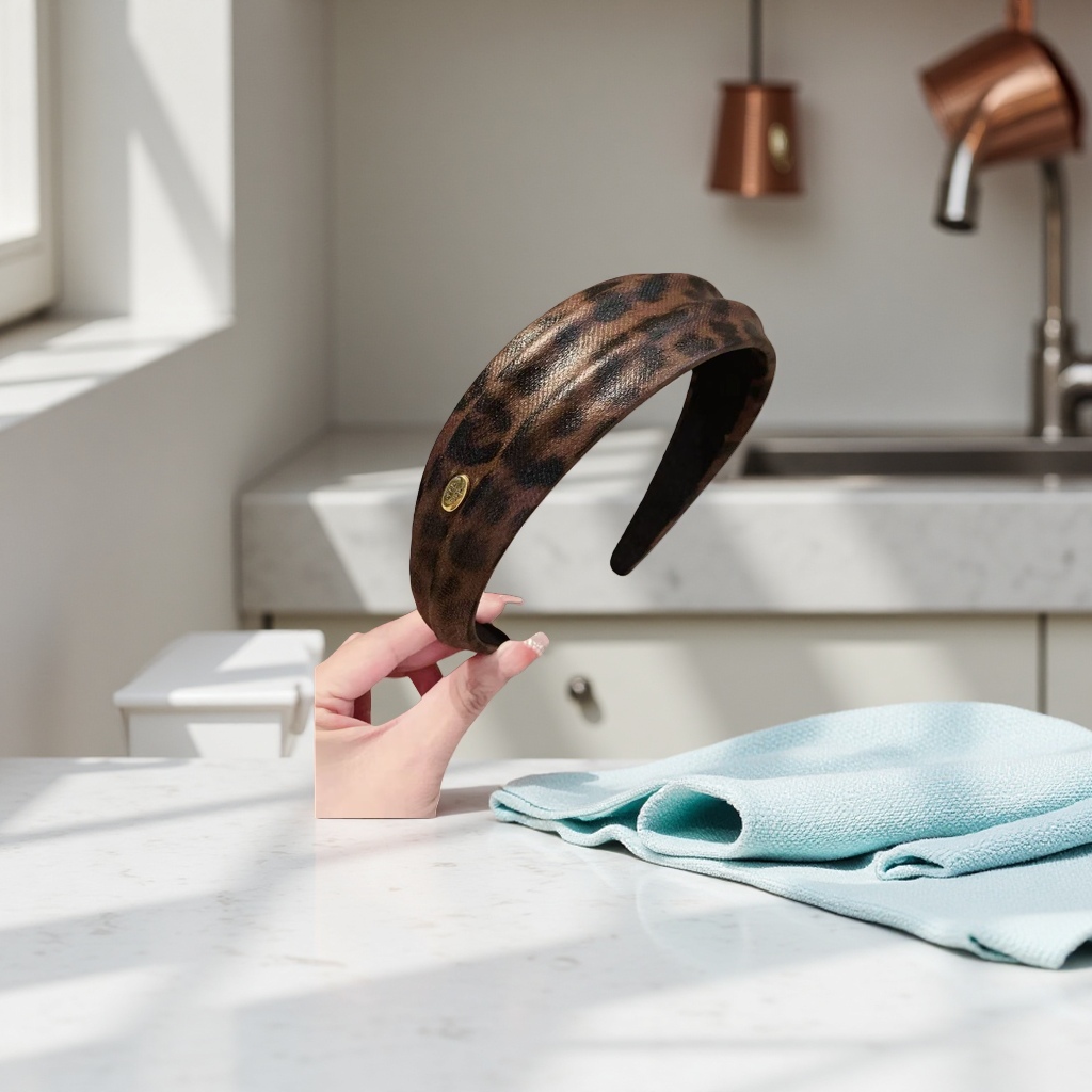 Leopard print elastic hairband is a fashionable and versatile headwear for women