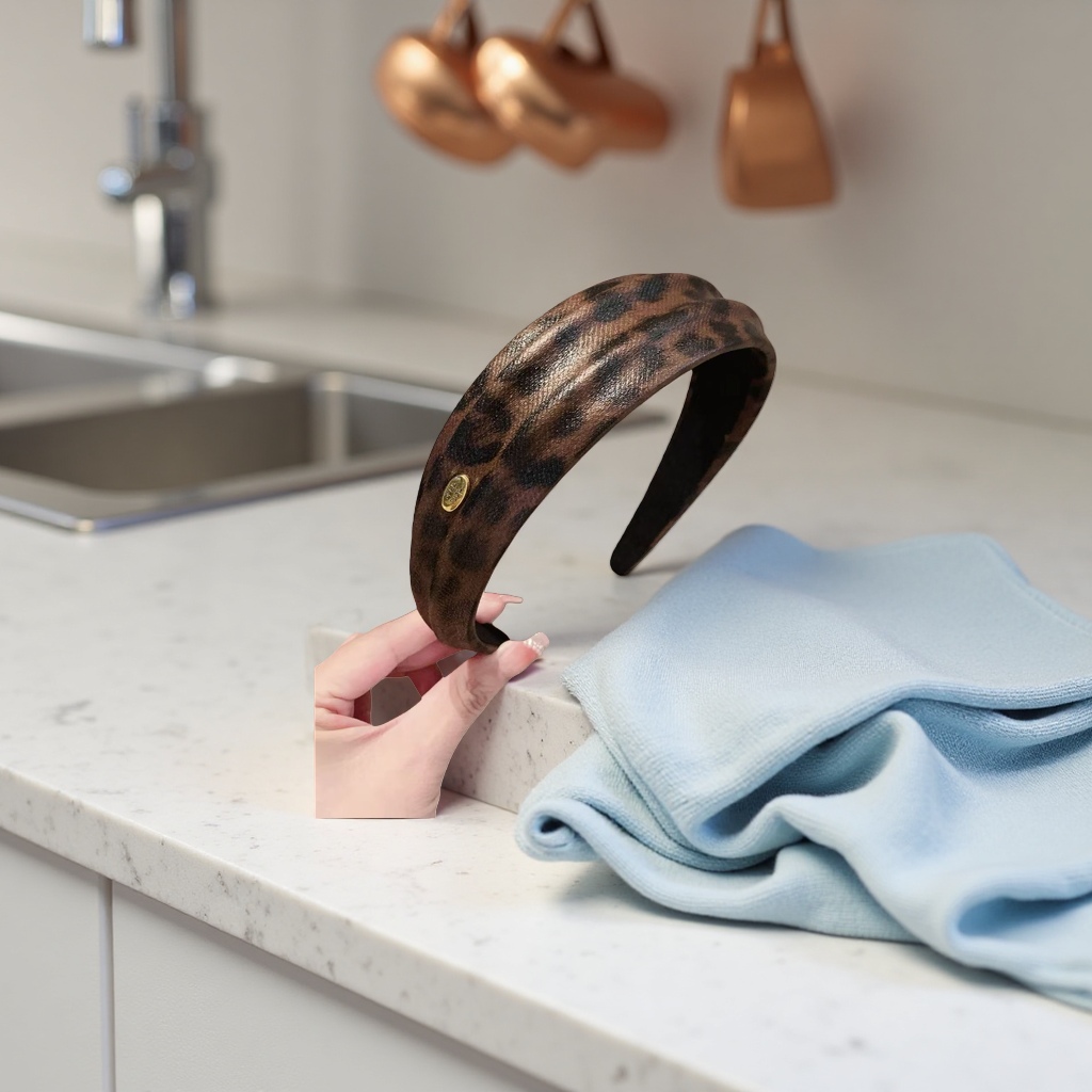 Leopard print elastic hairband is a fashionable and versatile headwear for women details Picture