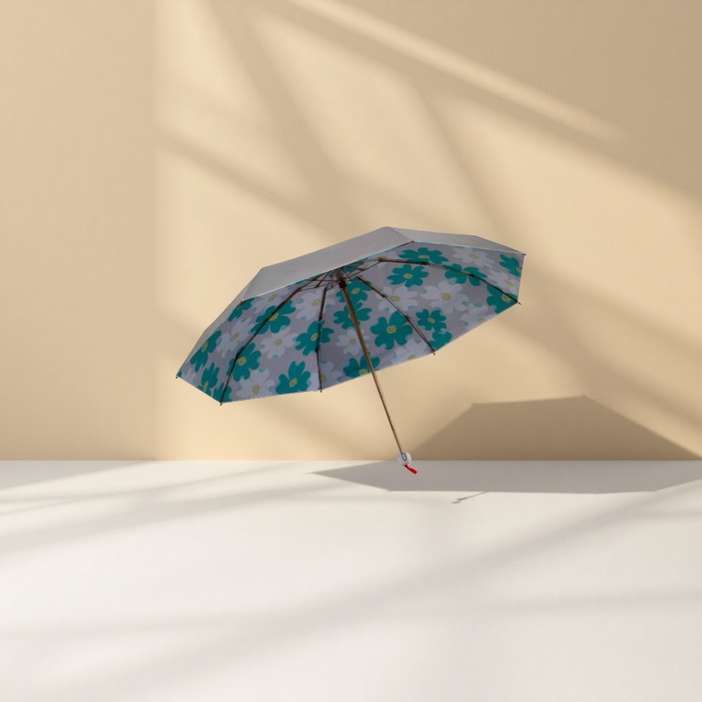 Floral pattern all-weather umbrella, waterproof, sun-proof, lightweight and foldable, suitable for both women and men details Picture