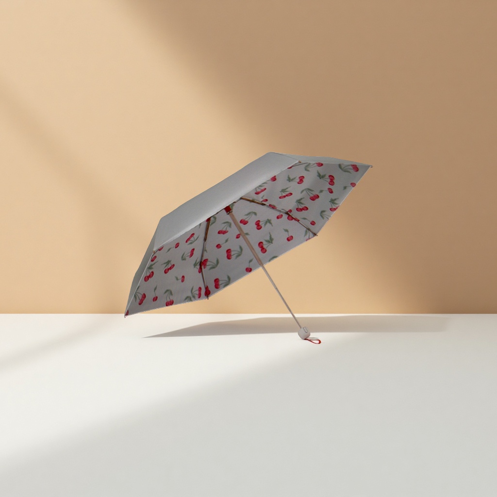 Cherry pattern printed all-weather umbrella, waterproof, sun-proof, lightweight and foldable for ladies Specification image