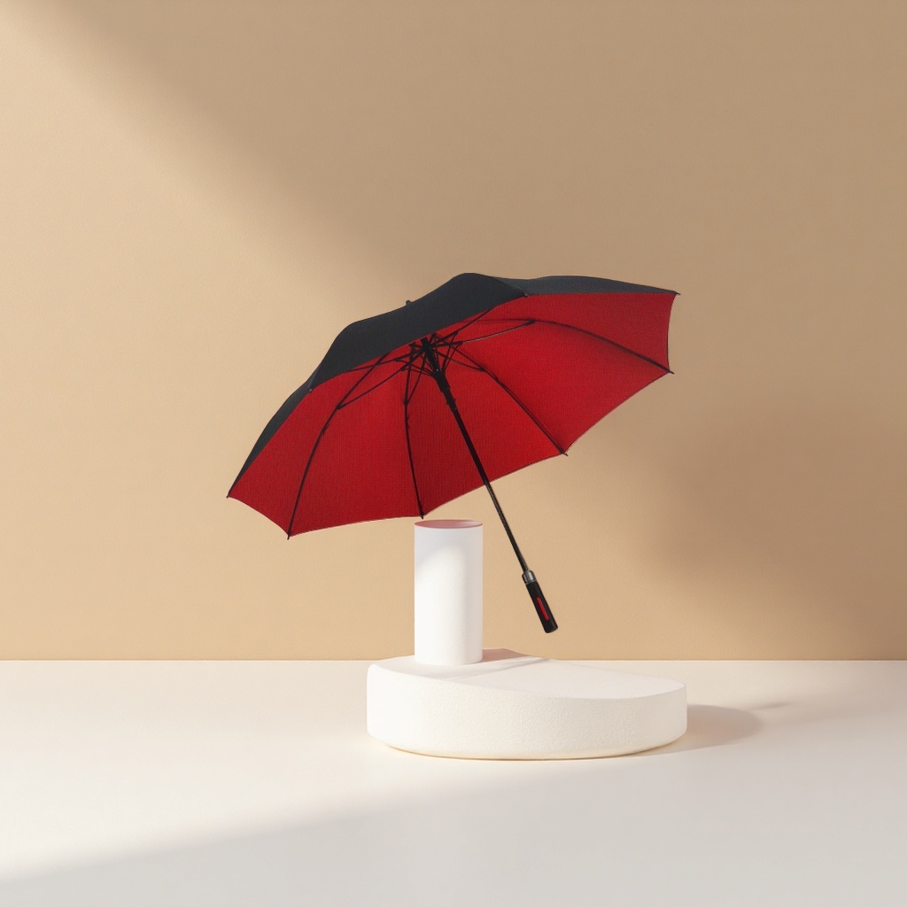 The red and black two-color folding umbrella is waterproof, sun-proof, portable and suitable for both sunny and rainy days details Picture