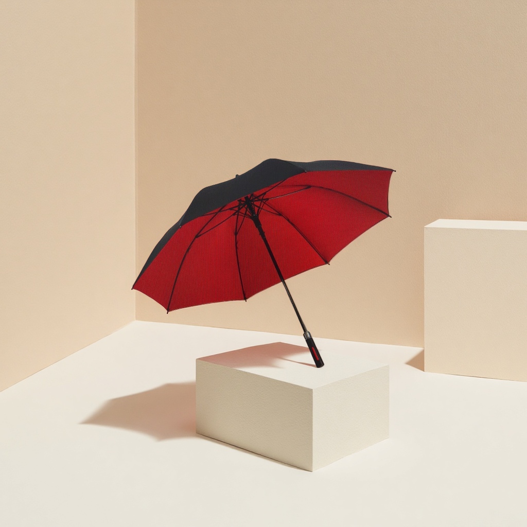 The red and black two-color folding umbrella is waterproof, sun-proof, portable and suitable for both sunny and rainy days Specification image